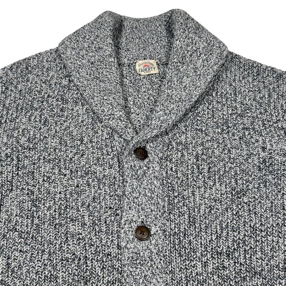 Faherty Mans Sz L Shawl Cardigan GrayCashmere Blend Heritage Preppy Old Money - Picture 6 of 15